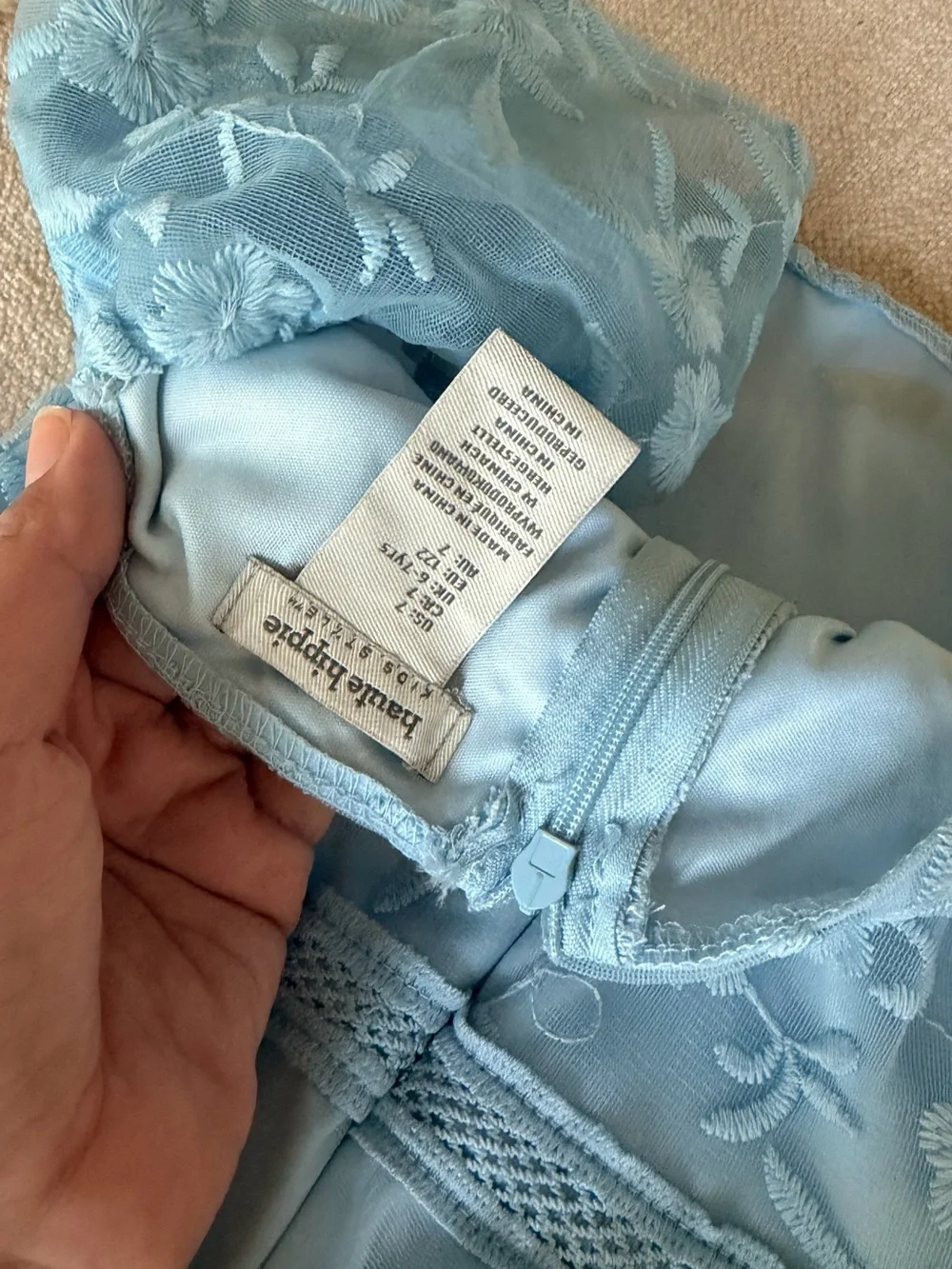 Blue lace embroidered girls party dress